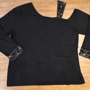 Belldini Black Long Sleeve Top with Embellished Accents
